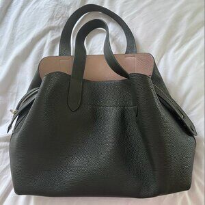 CUYANA zippered satchel, pebbled leather, Forest